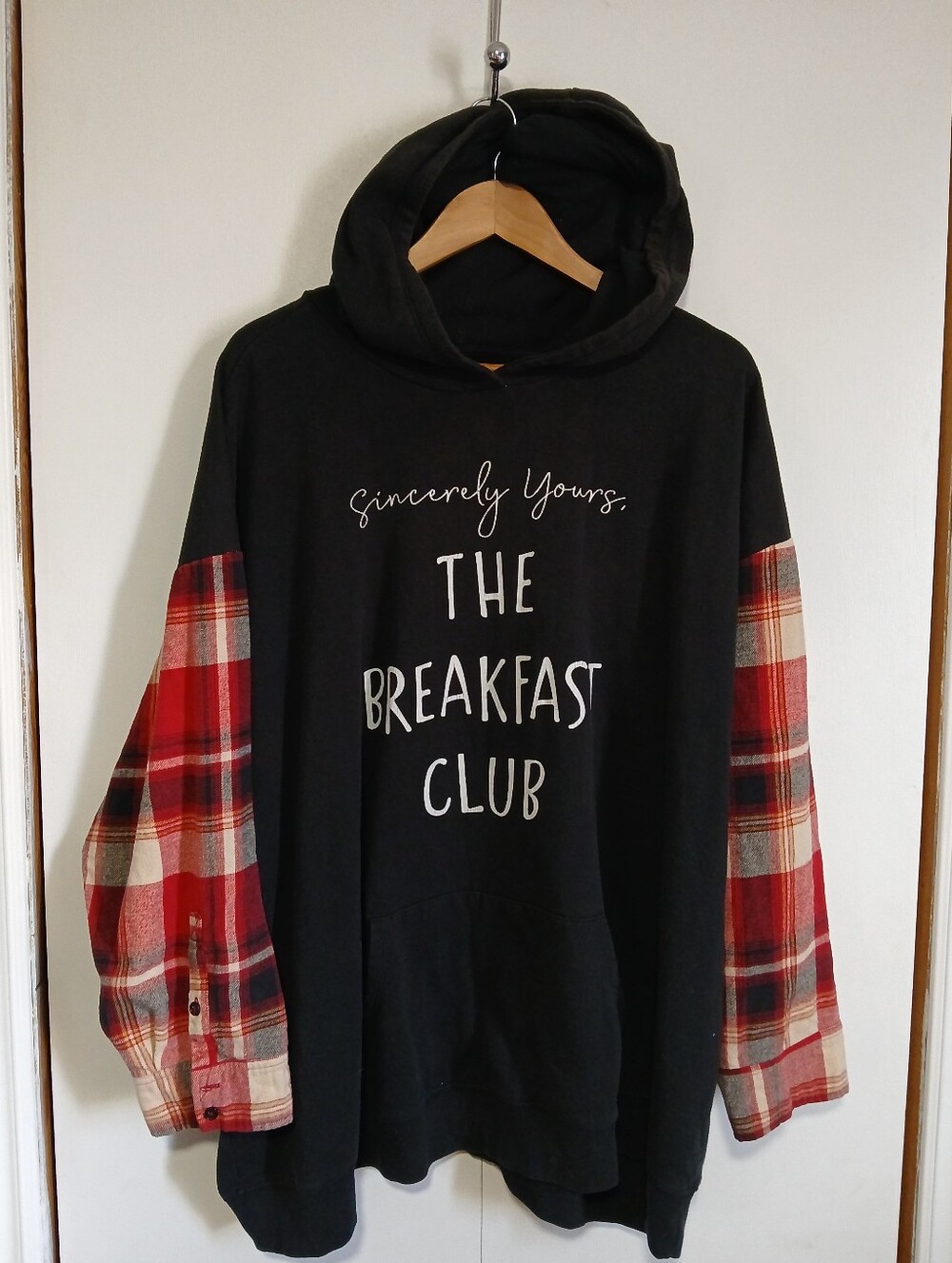 ​The Breakfast Club Hoodie Womens 4X Black Red Plaid Flannel Sleeve Movie
